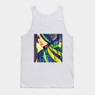 Japanese Woman - Enhance Creative - Colourful Artwork Tank Top